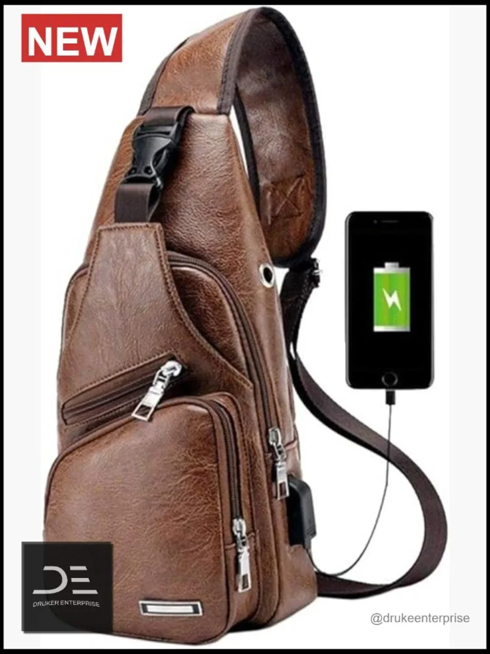 Leather Sling Bag Crossbody Backpack Travel Outdoor Camping Daypack